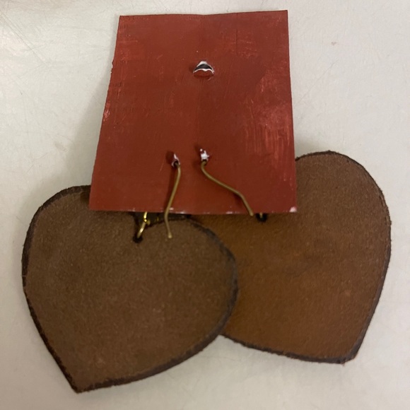 handcrafted Real Leather artisan earrings - Picture 2 of 2